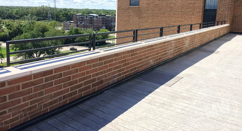 An installed parapet wall in neighborhood